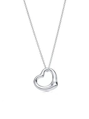 VTG. Tiffany And Co. Elsa Peretti Open Heart Silver 1” Pendant And 16” Necklace